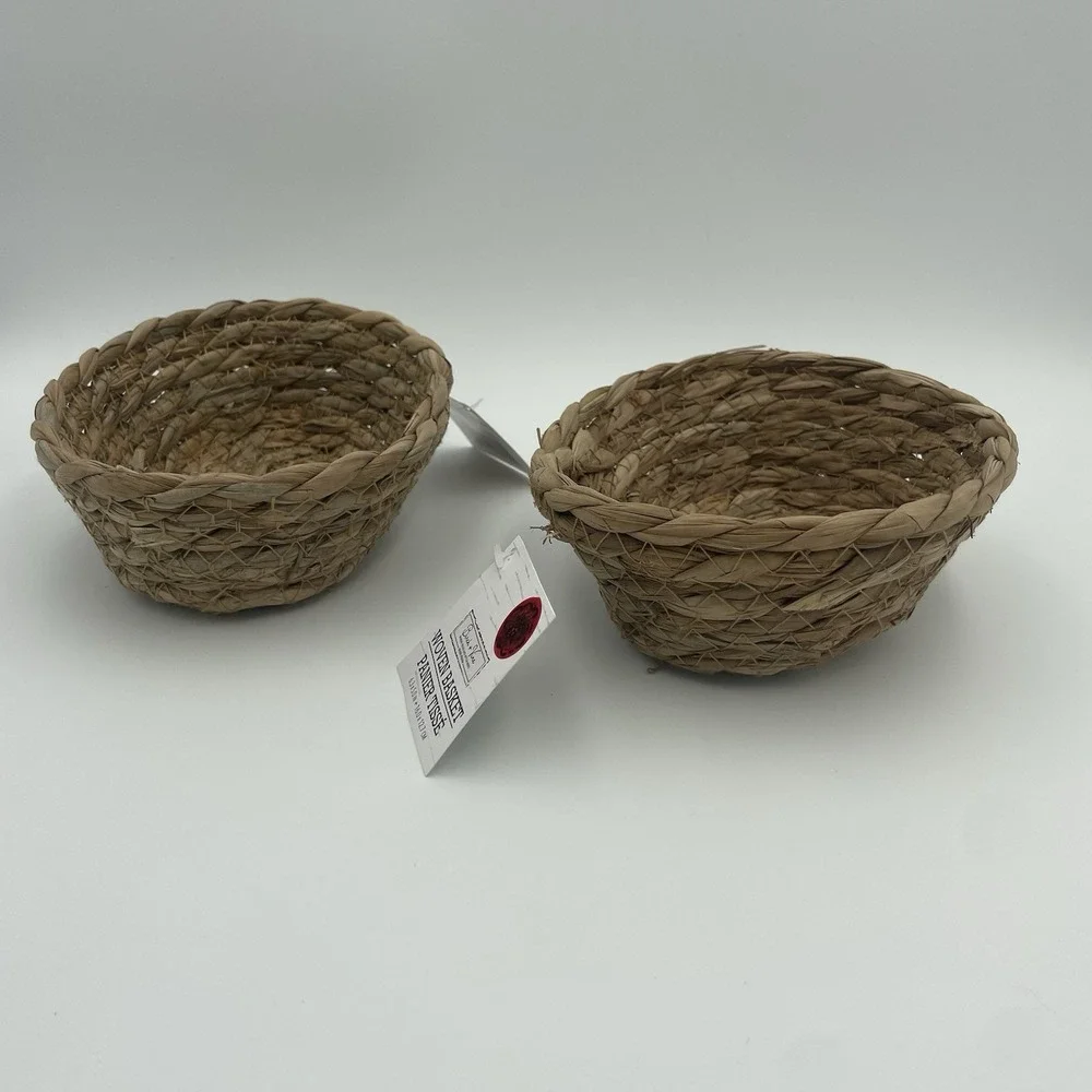 Small Catch All Trinket Baskets -Set Of‎ 2 Brown Woven Baskets- 6